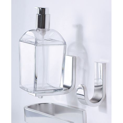 Doseur polycarbonate MATERIA en aluminium brillant éloxé chromé - 10 x 8 x h18 cm - avec adhésif 3M (1/2)
