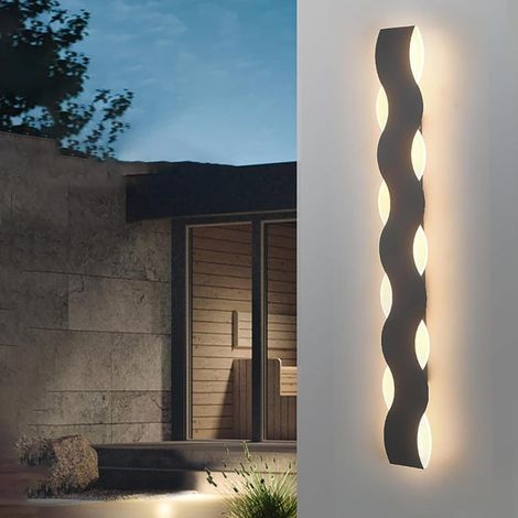 Applique murale d'extérieur longue, simple et moderne, à LED, pour salon, étanche IP65, noire, luminaire d'intérieur (lumière chaude, 40 cm) (SKU produit : 96775509  SKU Offre : mkh25.7.21-13) (1/5)