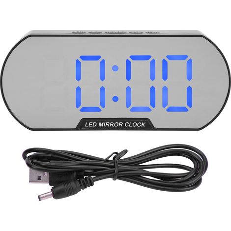 Alarm Clock LED Digital Display Makeup Mirror USB Battery Clock for Children Elderly Bedroom Office Home SchoolBlue (1/4)