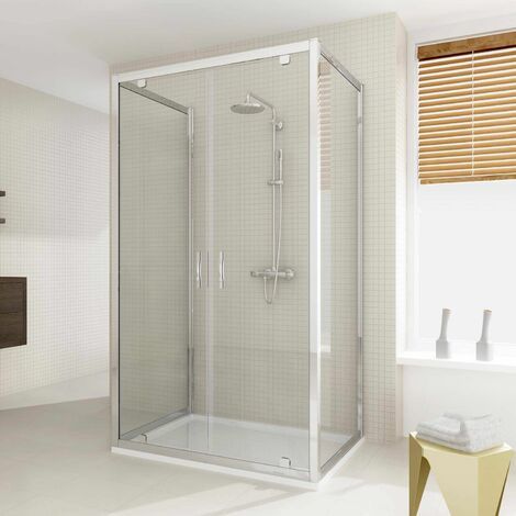 Box doccia 3 lati battente vetro trasparente h 198 cm mod. Cristal Trio 2 Ante 90x130x90 cm rettangolare (1/5)