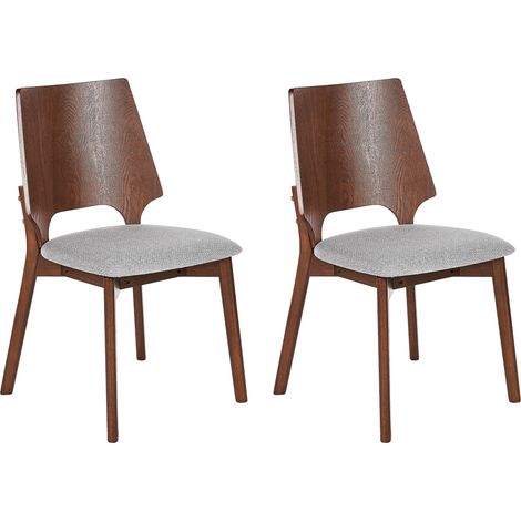 Conjunto de 2 sillas de poliéster madera de caucho gris claro madera oscura Abee
