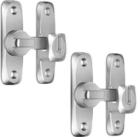 Due serrature per porte scorrevoli a 90/180 gradi rinforzate, chiavistelli a doppia chiusura in lega di alluminio per impieghi gravosi, di colore argento. (1/5)