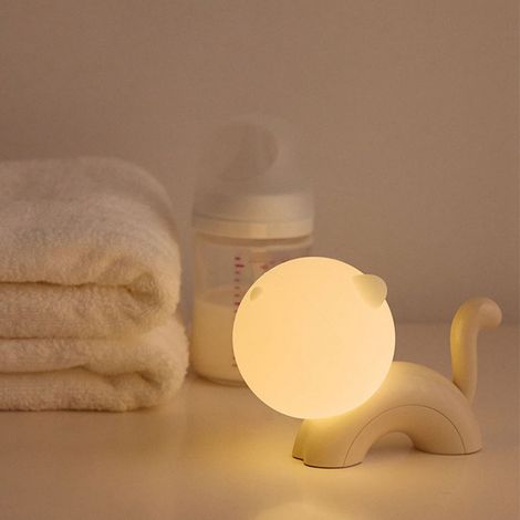 Veilleuse LED rechargeable en silicone pour enfant et adulte, motif chat mignon, idéale pour la chambre ou le dortoir. (1/5)
