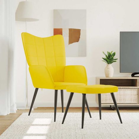 Relaxsessel mit Hocker Senfgelb Stoff vidaXL (1/5)
