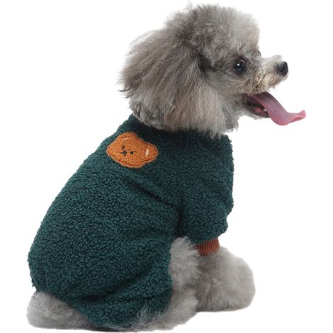 Dark green one-piece pet pajamas (1 piece) - Dog clothes - Flannel pajamas - One-piece pet pajamas