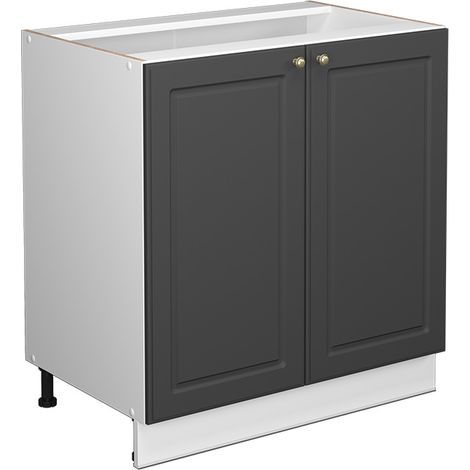 Mobile lavello cucina Fame-Line, Antracite-oro, 80 cm con ripiano, senza piano di lavoro, Vicco