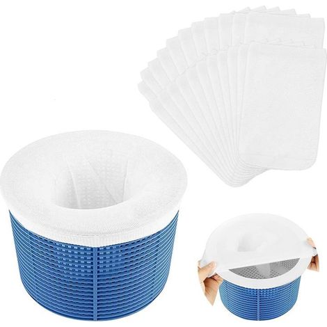 20 Pièces de Filtre Réutilisables pour Écumoire de Piscine, Panier Filtrant Compatible avec Écumoire de Surface, Capture Efficace des Débris et Limon (1/4)