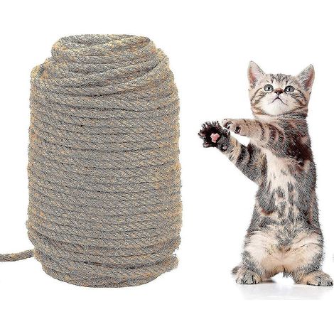Natur-Sisalseil, 50 m Sisalspielzeug, Katzenkratzbaum, 6 mm dick, schützt Katzen, Krallenschleifspielzeug, Krallenmaterial (1/5)