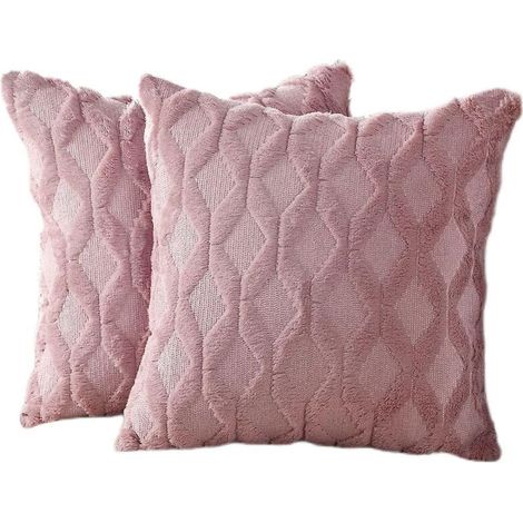 Pack de 2 peluches douces en velours de laine courte décoratif Jeter housses d’oreiller de style luxe Housse de coussin coque