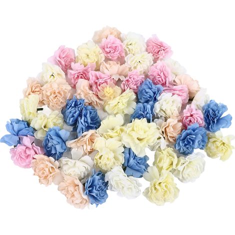 50pcs Simulation Flower Artificial Carnation Fake Flowers Pink Cream Blue Champagne Beige for Flower Arrangement (1/5)