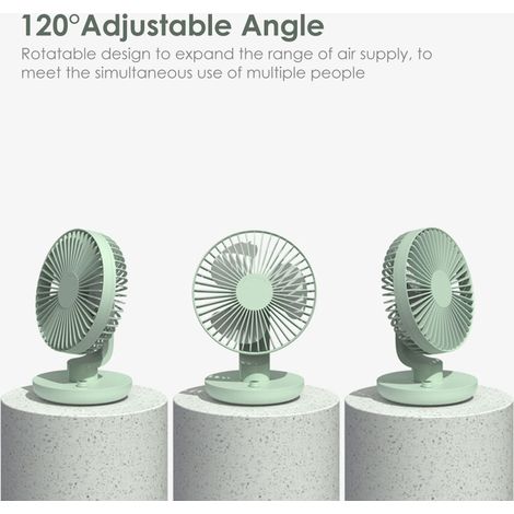 Ventilateur de bureau rotatif – USB, silencieux, portable, vitesses réglables – Bureau, maison, lit, voyages, camping (1/5)