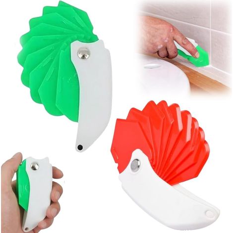 Spatule multifonction 9 en 1 - Spatule pliable et applicateur de mastic avec bords de raclage - Outil de couture lisse pliable avec différentes têtes de grattage et angles pour portes et fenêtres (1/5)