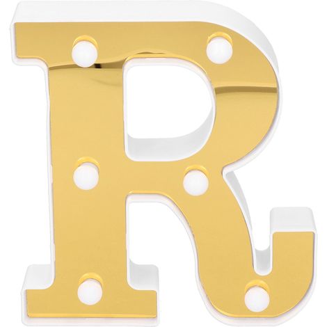 décorative LED lettre R dorée idéale pour chambre mariage (1/4)