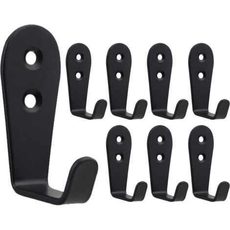 8 Crochets Muraux Noir, Patère Murale Métal Lourd Acier Inoxydable Petit L Crochet Individuel pour Suspendre des Manteau Vêtements Vestes Peignoirs Serviettes Chapeaux Clés Sacs Tasses (1/5)