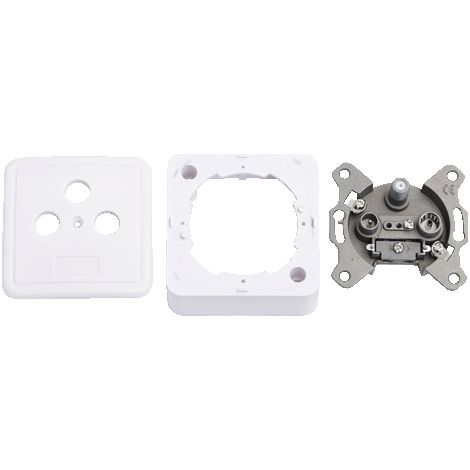 LogiLink CA1003 caja de tomacorriente Tipo F Plata, Blanco