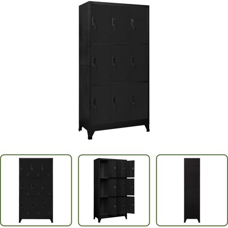 Armoire de rangement -  Armoire à casiers Noir 90x45x180 cm Acier (1/5)