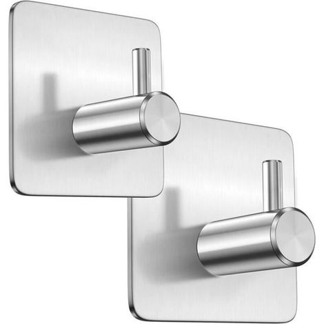 AJW-2-Piece Adhesive Wall Hooks, 3M Stainless Steel Adhesive Hooks, No Drilling Required, Towel Rack for Bathroom[475] (1/4)