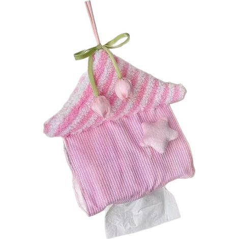 Porta fazzoletti in tessuto da appendere con staffa a parete - Rosa