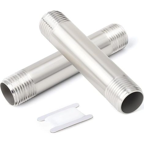 2 piezas de tubo de fundición con manguito de tarjeta macho BSP de 250 mm y 1/2" x 1/2", accesorios de tubería de acero inoxidable 304