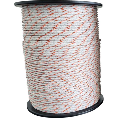 Weidezaunseil Premium - weiß/orange - 200 m, 11 Leiter (1/2)