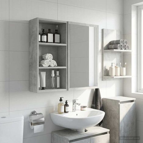 vidaXL Armadio da bagno a muro Grigio Cemento 30 x 16 x 62,5 cm