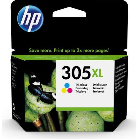 HP 305XL Cartouche d'encre trois couleurs grande capacité authentique (3YM63AE) pour DeskJet 2300/2710/2720/Plus4100, Envy 6000