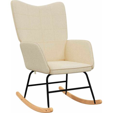 Maison Exclusive - Schaukelstuhl Creme Stoff (1/5)
