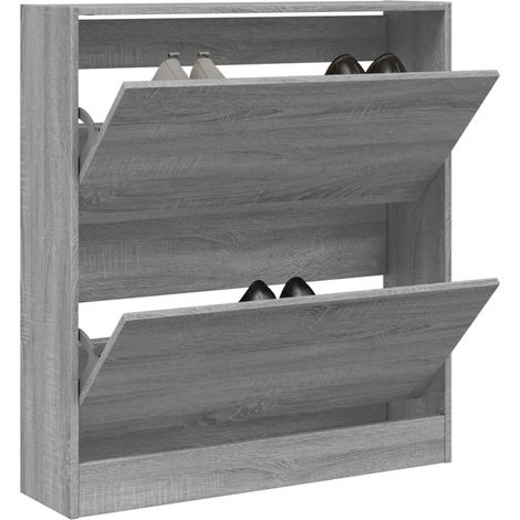 Zapatero de madera de ingeniería gris  80x21x87,5 cm