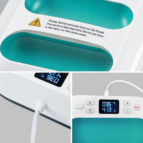 Wolketon Prensa de transferencia digital de 9x9 pulgadas y 1000 W para camisetas, textiles, láminas flexibles, láminas termotransferibles y sublimación, verde y blanco