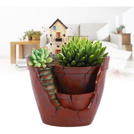 1 pot de fleurs suspendu en résine en forme de jardin pour plantes succulentes - Décoration de jardin tendance (1/5)