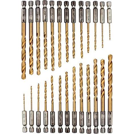 Pair 26-teiliges Bohrerset mit Titanschaft, Sechskant-HSS-Bohrer, 1,5–6,5 mm, titanbeschichtetes HSS-Bohrerset, Metallbohrer