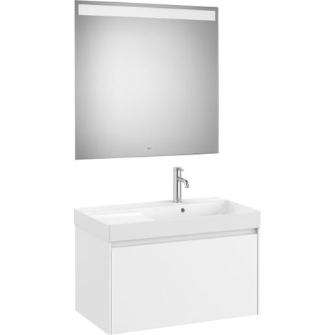 MUEBLE LAVABO DERECHA 800X460 ONA STANDARD 1 CAJÓN + ESPEJO BLANCO MATE