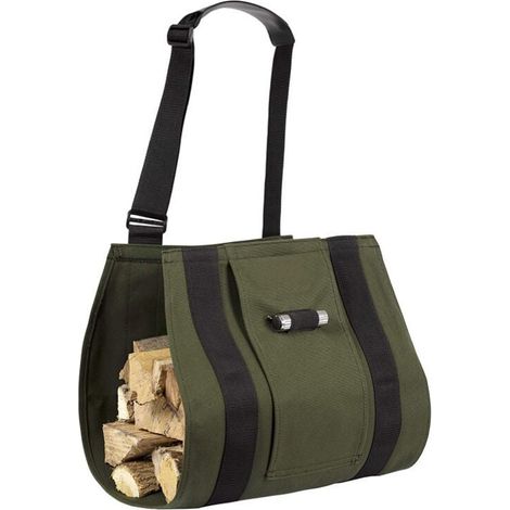 Brennholztasche aus Segeltuch – Faltbarer und wasserdichter Holzhalter mit großem Fassungsvermögen, tragbare Brennholztasche, Brennholzregal aus Segeltuch (Grün) (1/4)
