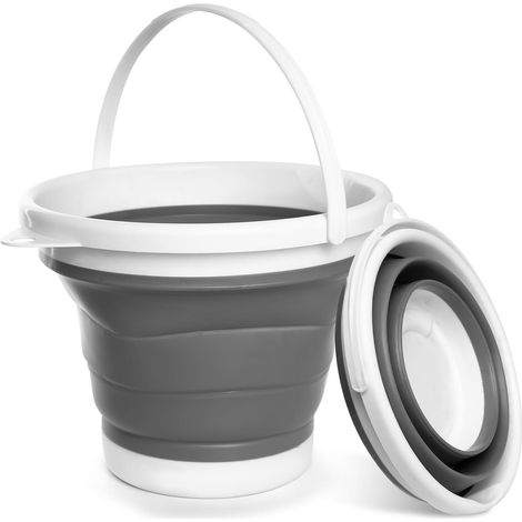 1 Seau Pliable, 5L, Bassine Retractable, Poignée Robuste, Pour Camping Plage Ménage (1/5)