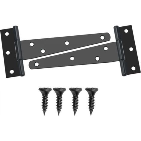 [JAMAIS UTILISÉ] 2 Pièces 150mm Charnières en T, Charnières de Porte de Grange Détachées, Porte Charnières Métallique avec 14 Vis (1/4)
