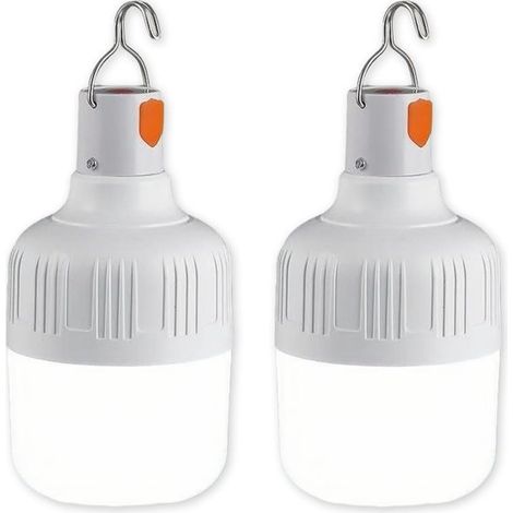 2 lámparas LED de camping, 800 lúmenes, alimentadas por baterías recargables, blancas, portátiles y colgantes, resistentes al agua (1/4)