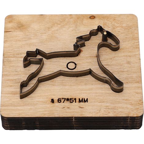 Matrice de découpe du cuir en forme de cheval, moule de poinçonnage en acier allié à bord nettement propre 67x51mm