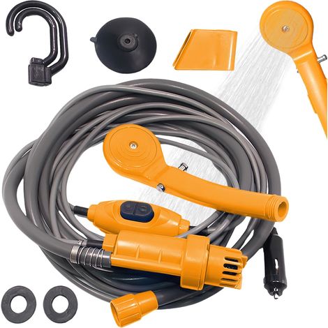 Douche de camping, Douche de camping portable 12V avec pompe, Ensemble de douches mobiles avec pommeau et tuyau, Douche de camping, Tuyau de douche portable pour camping, voyages, jardin (1/5)