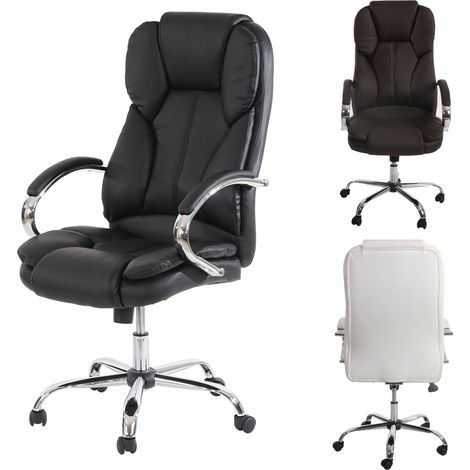 Fauteuil de bureau américain Kansas XXL, fauteuil manager, charge 150kg, similicuir noir (1/5)