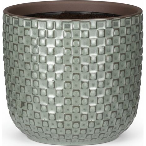 Mini Pot de Fleurs avec Motif en Relief Vert Sauge pour Succulentes et Cactus Diamètre 7 cm - PANGIVO (1/5)