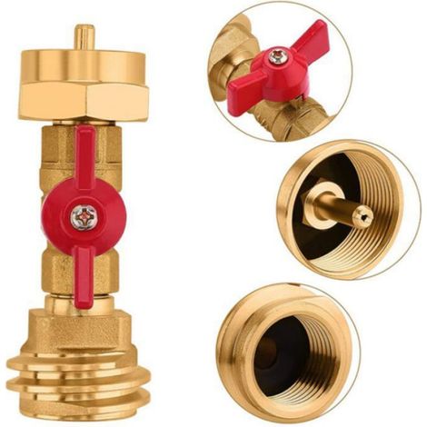 Adaptateur de propane - - Valve intégrée - Compatible bouteilles 1 lb/16,4 oz - Filetage CGA600 - Filetage QCC1/POL (1/4)