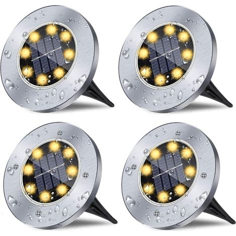 Lampes solaires de sol, lampes solaires de jardin étanches, lampes de jardin extérieures améliorées, lampes de sol lumineuses, lampes de paysage pour allées, patios, terrasses, pelouses, pack de quatr (1/5)