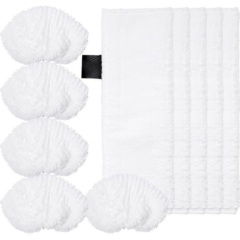 10 Bonnettes Microfibre Lingettes, 5 Chiffons pour le Sol + 5 Housses pour la Buse Manuelle, Accessoires de Rechange, Compatible avec Karcher Easyfix SC2, SC3, SC4, SC5 (1/5)