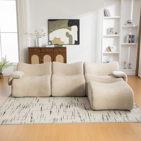 Modulares Sofa aus Chenille in Khaki 37.5 x 34.5 x 90.5 cm HOMAIRE (1/5)
