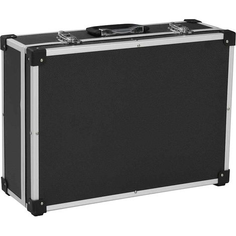 Valise à outils mallette de rangement portable aluminium et ABS verrouillable noir 46 x 33 x 16 cm (1/5)