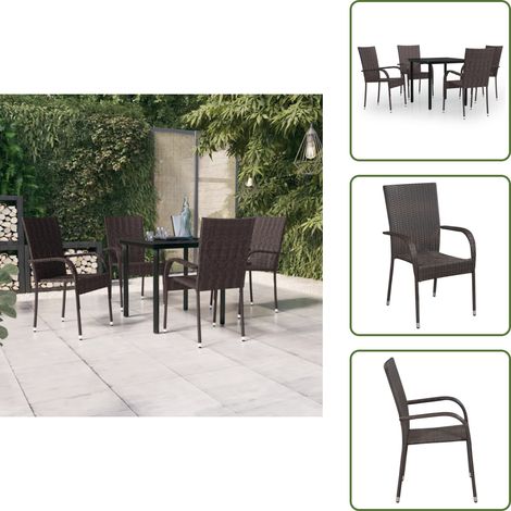Arredamento da esterno - vidaXL Set da Pranzo da Giardino 5 pz Marrone e Nero - Tavolo in vetro
