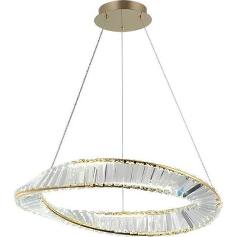 TrAdE Shop Traesio - Lampadario Led 45w Sospeso Da Soffitto Curve Con Cristalli Luce Fredda 8000k B76 - (1/4)