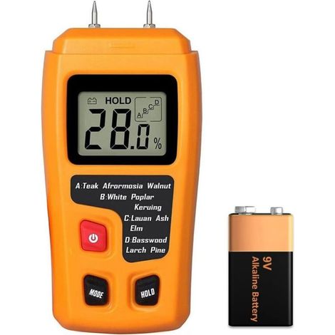 Humidimètre Numérique pour Bois, Détecteur De Fuite d'eau pour Bois De Chauffage, Humidité, écran LCD pour Bûches Béton Plâtre Brique Papier Sol (Batterie Incluse) (1/2)
