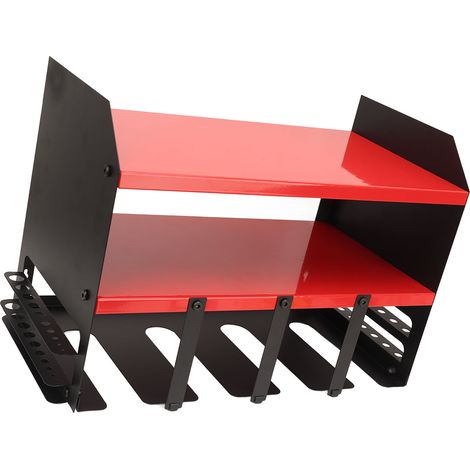 Rangement Outils Électriques 4 Emplacements Structure En Fer Compact Polyvalent Mural Porte-Perceuse Pour Atelier Et Entrepôt Rouge (1/5)