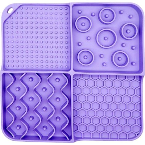 Filiyano-Plateau à lécher pour chien - Plateau d'alimentation lente en silicone - 20 x 20 x 2,3 cm - Aliments secs/humides - 99 ventouses - Tapis à (1/5)